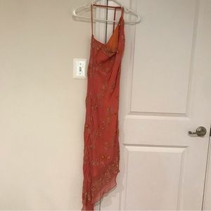 orange midi dress with beaded detail 🧡